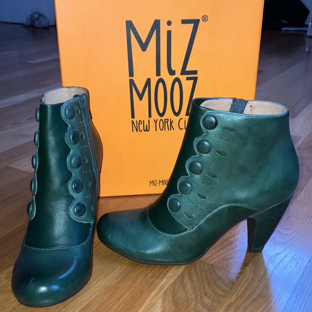 Miz Mooz NEW Strut ankle boots 7.5 38 Forest Green